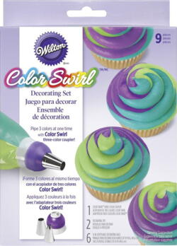 Wilton® ColorSwirl™ 3-farvet tyl holder Decorations sæt, 9 dele