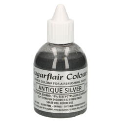 Antique Silver airbrush farve fra Sugarflair, 60 ml.