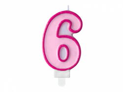 number candle 6, Pink