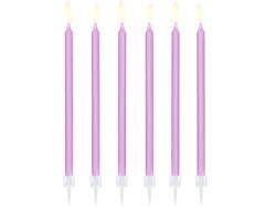 12 pc. Birthday candles, light lilac, 14 cm.