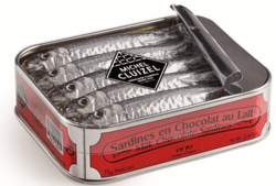 Chokolade sardiner på dåse, 75 g.