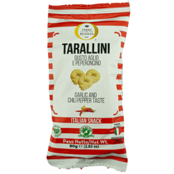 Tarallini med hvidløg og peperoncino – pose 80 g