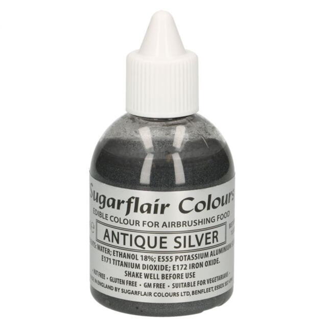 Antique Silver airbrush color fra Sugarflair, 60 ml.