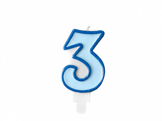 number candle 3, blue