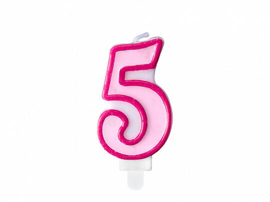 number candle 5, Pink