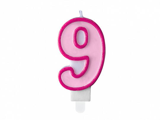 number candle 9, Pink