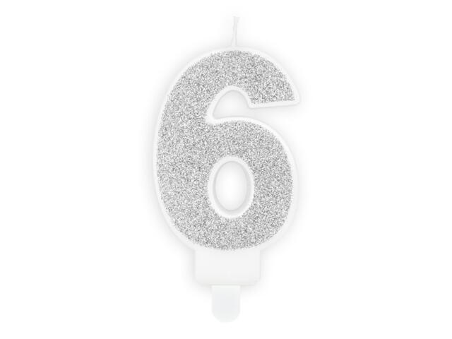 number candle 6, Silver