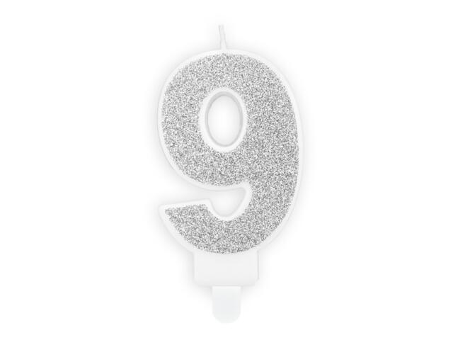 number candle 9, Silver