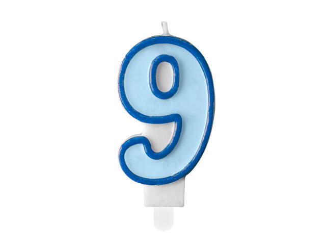 number candle 9, blue