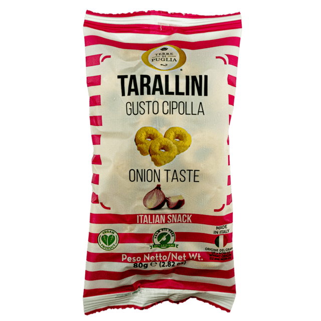 Tarallini med løgsmag – pose 80g.
