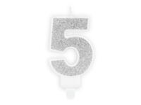 number candle 5, Silver