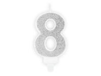 number candle 8, Silver
